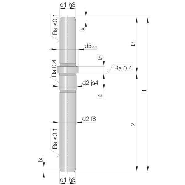 Werkstoff Führungssäule: 
< Ø12 1.7131 (16MnCr5) Einsatzgehärtet 0,5-8mm
> Ø12 1.3505 (100Cr6) induktivgehärtet 62-64 HRC, Tiefe 1,5+1mm
